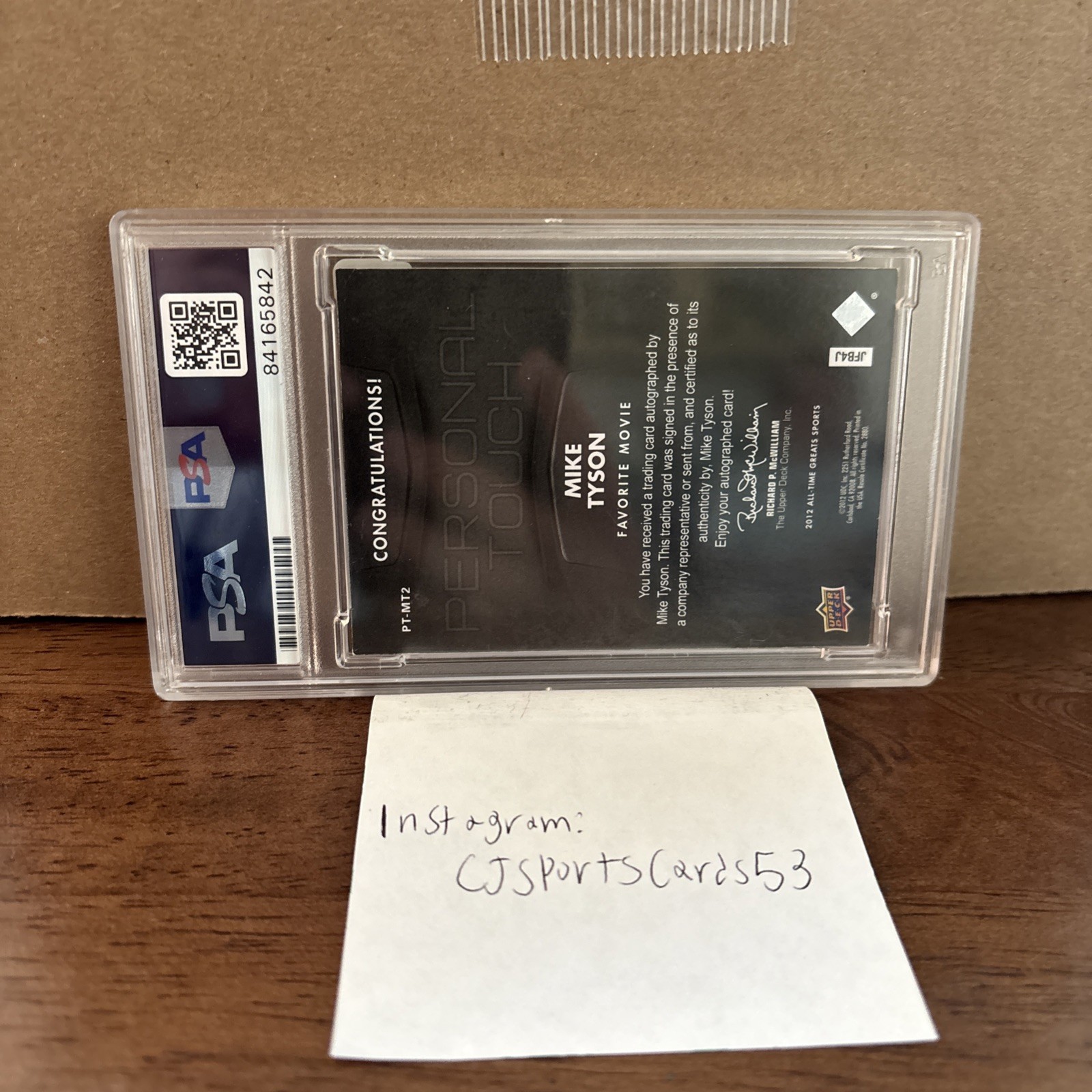 2012 Upper Deck Mike Tyson Auto Personal Touch /5 view 2
