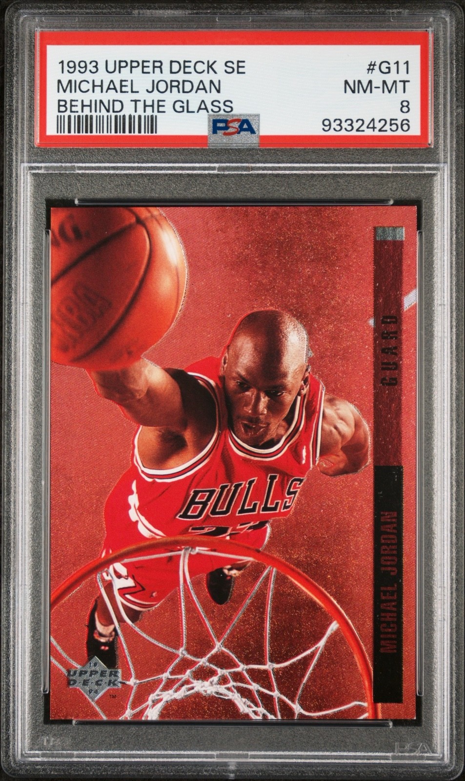 1993 UPPER DECK SE MICHAEL JORDAN BEHIND THE GLASS #G11 PSA 8