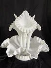 Vintage Fenton Silver Crest Milk Glass Epergne With Ruffled Edge
