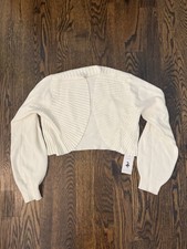 COCCKO White Knit Ribbed Bolero Shrug Sweater...