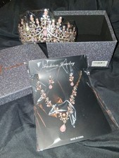 NEW Jeweled Bridal Tiara w/Matching Jeweled Necklace Earrings