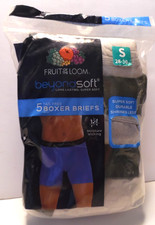 Men  s Boxer Briefs   Fruit of the Loom   Size Small 28"-30"   5 Pack   NEW