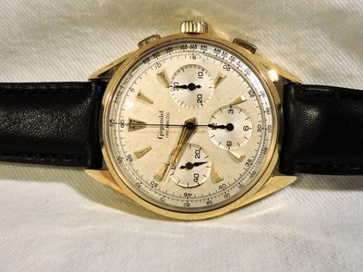 18K GOLD GIGANDET INCABLOC VALJOUX 72 TRIPLE CHRONOGRAPH Base 1 Mile LARG 37.5mm