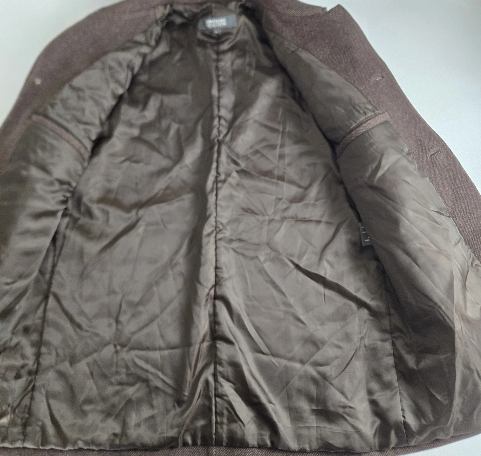 Kenneth Cole Reaction Brown Peacoat Wool Blend Men's L Walking Jacket Car Coat - product detail image 9