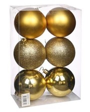 6 x Assorted 8cm Christmas Baubles Gold