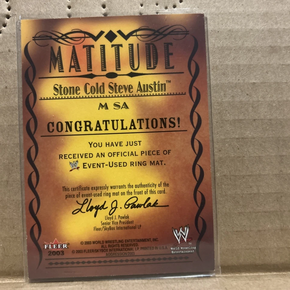 2003 FLEER WWE AGGRESSION MATITUDE THE ROCK EVENT USED RING MAT - Image 4 of 4