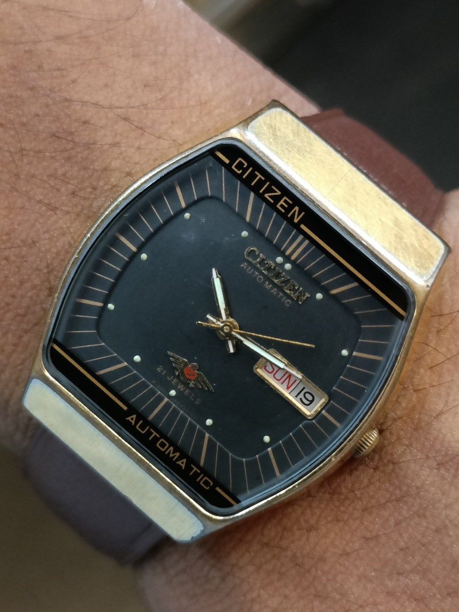 CITIZEN 21J AUTOMATIC PATINA BLACK DIAL 4-822749 JAPAN MEN'S