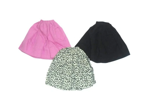 Vintage 1960's Barbie PAK Gathered Skirt Lot Pink, Black & B&W Print