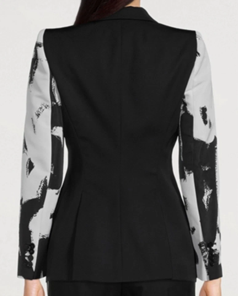 Blazer Alexander McQueen estampado con logotipo de un solo pecho talla 36 nuevo con etiquetas $2090 Foto 3 de 4