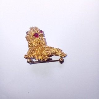 RARE VINTAGE 1969 GROSSE of GERMANY GOLD TONE SEAL DESIGN BROOCH poss for DIOR