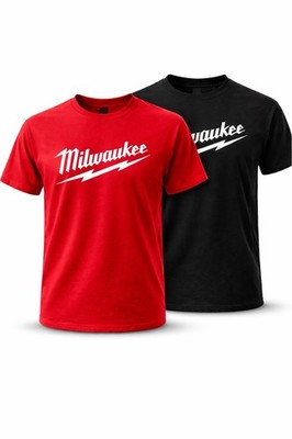 Milwaukee Style T-Shirt 2 Pack Red & Black 100% Cotton | Mechanic Work Shirt 