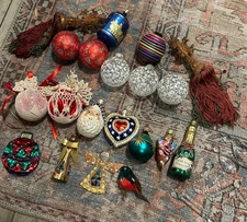 Vintage Christmas Ornament Set- Assorted 21 Pc Lot, Glass, Old World, Other READ