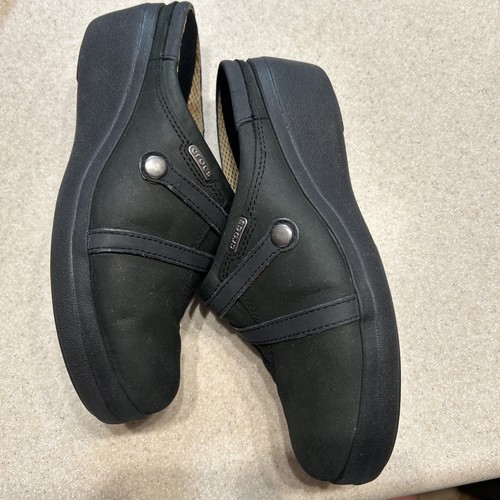 Crocs Women's Leather Clog Shoes Size 8 Black Fabric lined - Picture 8 of 12