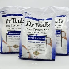 Lot Of 3 Dr Teal's Pure Epsom Salt Soak, Fragrance Free 4 Lbs Each 12 Total READ