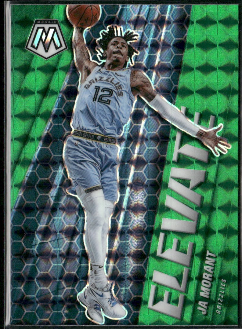 2020-21 Panini Mosaic #13 Ja Morant Elevate Green Reactive Prizm Grizzlies