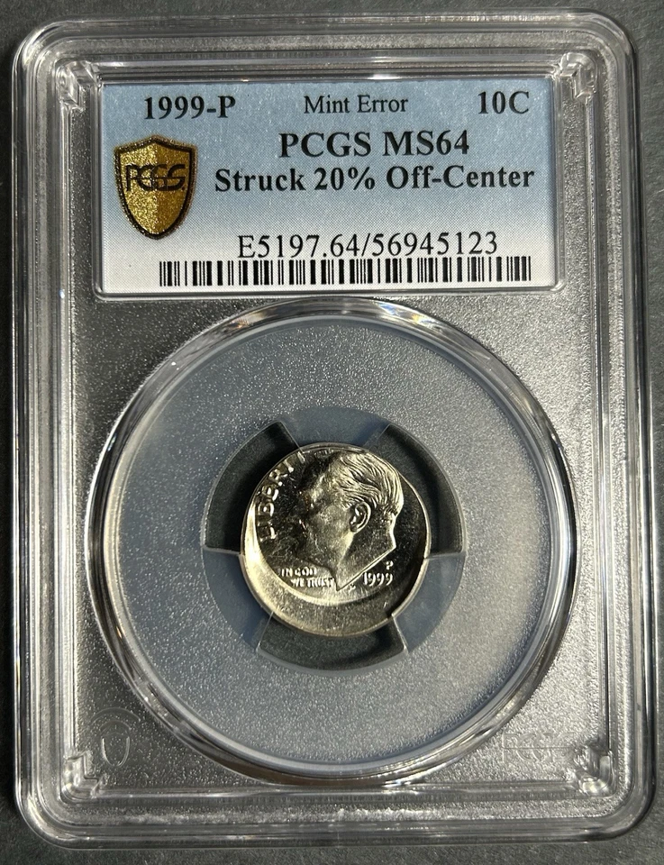 PCGS MS64 1999P Roosevelt Dime 20% Off Center Mint Error - Image 2 of 3