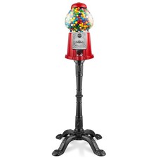 Máquina Gumball 15" con Soporte y Banco de Monedas - Rojo, Dispensador de Caramelos de Goma Burbuja