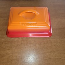 Le Creuset Volcanic Flame Orange Stoneware Butter Dish Lid ONLY Classic Retro