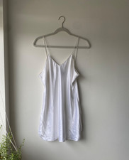 Vintage White Satin mini slip dress size medium
