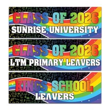 2 personalised school leavers banner rainbow boys girls Class 2026 Graduation
