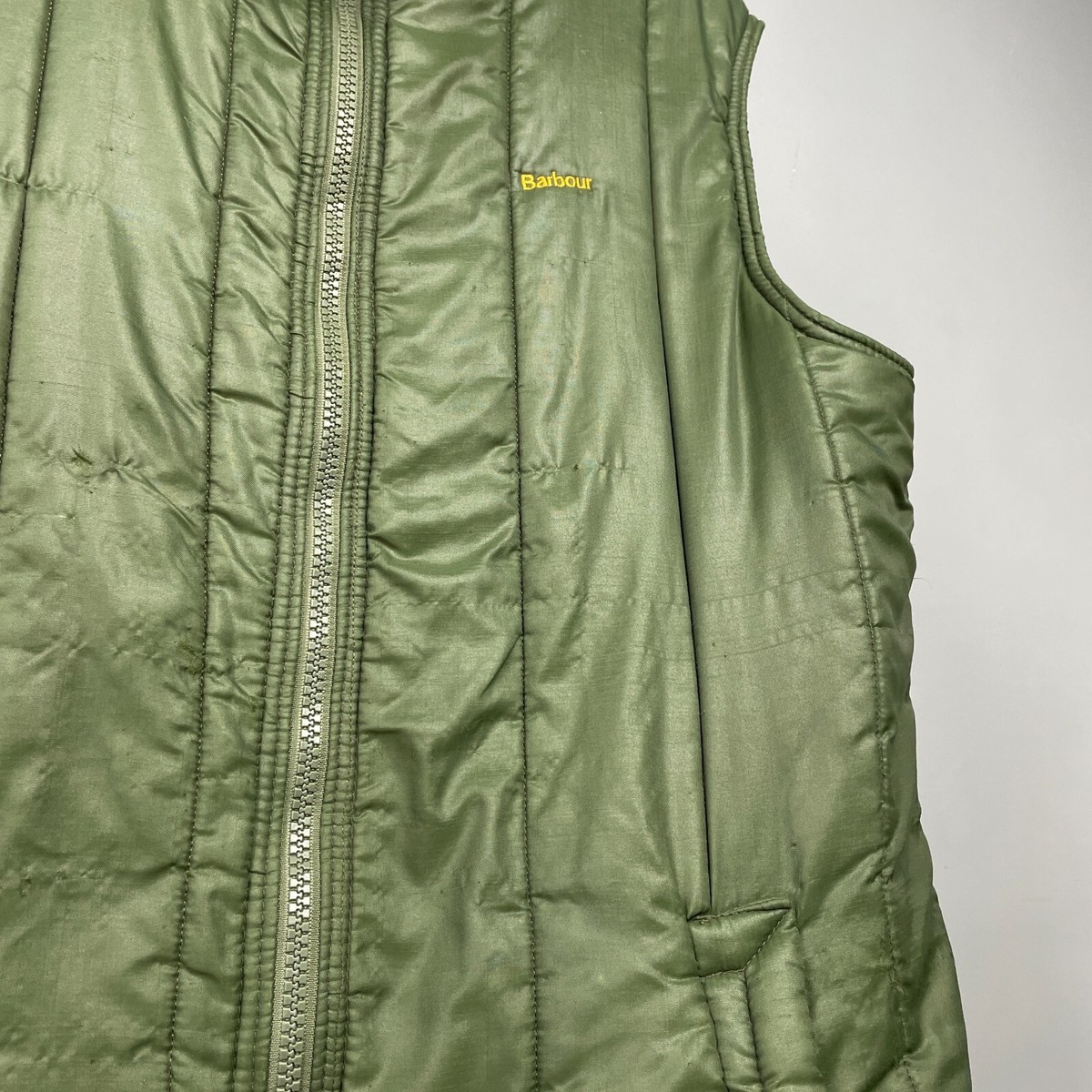 Barbour Vintage 80s Men's Green Nylon Gilet Vest – Size XL – Made