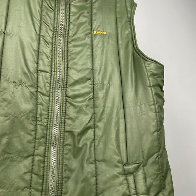Barbour Vintage 80s Men's Green Nylon Gilet Vest – Size XL – Made