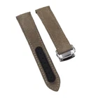 21mm Curved End Rhinoceros Grey Suede Leather Watch Strap For Omega