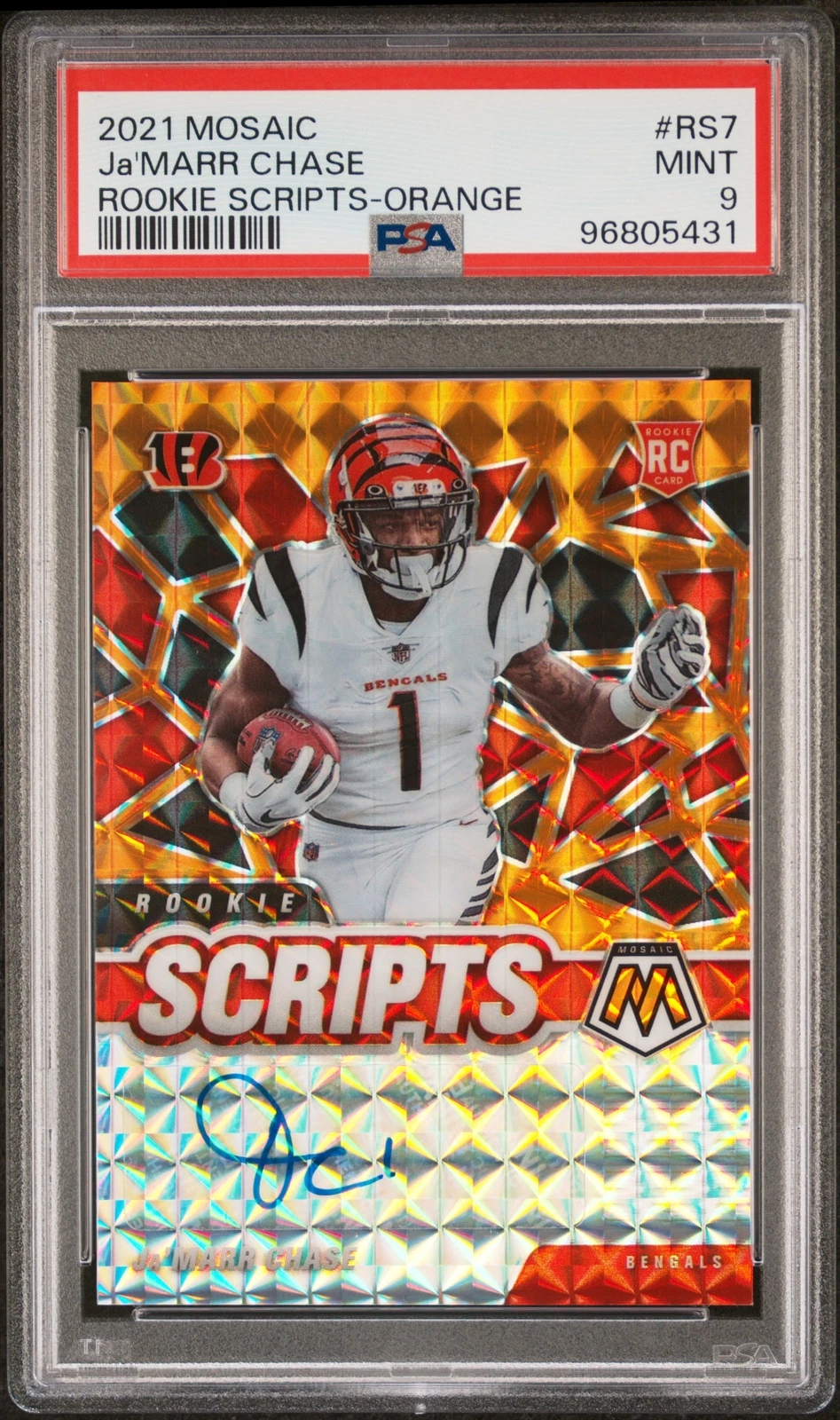 JaMarr Chase Panini Mosaic Rookie Scripts #RS7 Orange