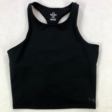 Under Armour Motion Crop Tank Top Girls YLG Youth Large Black Fitted Racerback