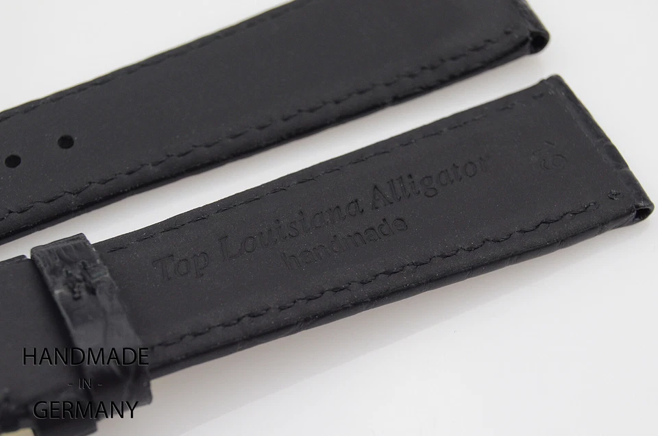Graf Hecho a Mano en Alemania Correa Negra 19mm/16mm Louisiana Croco Band Foto 4 de 4