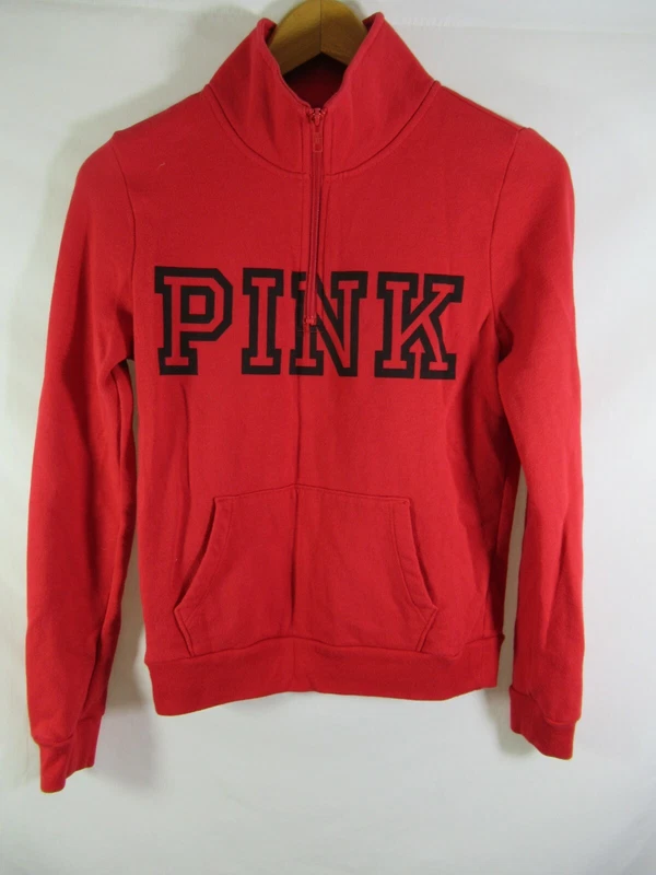 victoria-secret-vs spell out logo 1/4 zip pullover sweatshirt