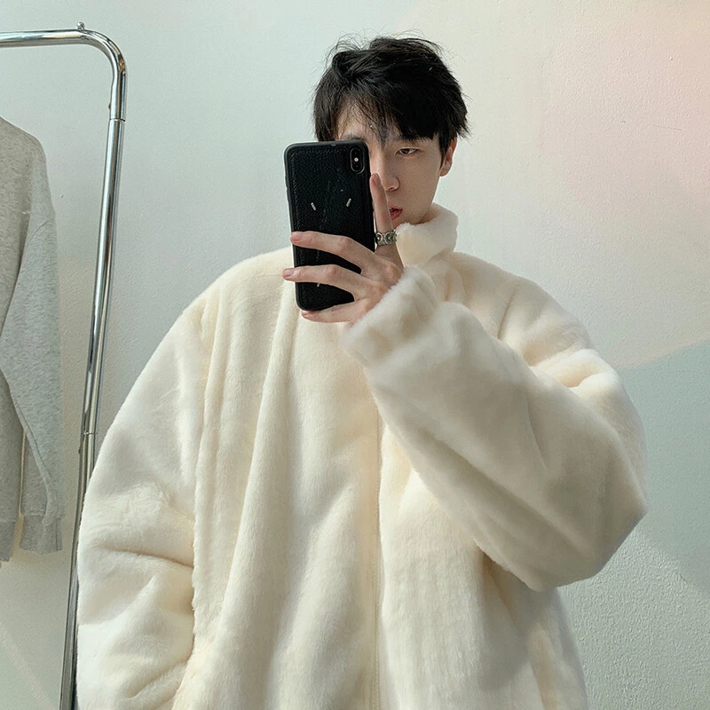 OFF WHITE Giacca Velluto Agnello Rosa Uomo Invernale Ispessita Pelliccia Coppia Cotone Cappotto Pelliccia Coniglio