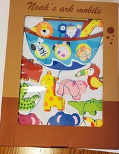 Wooden Noah's Ark Animals Painted Crib Mobile for Baby Nursery New in Box 26"