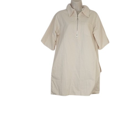 Little Mountain Women Cordova Mini Shirt Dress in Natural Zip Neck Pockets  S New | eBay