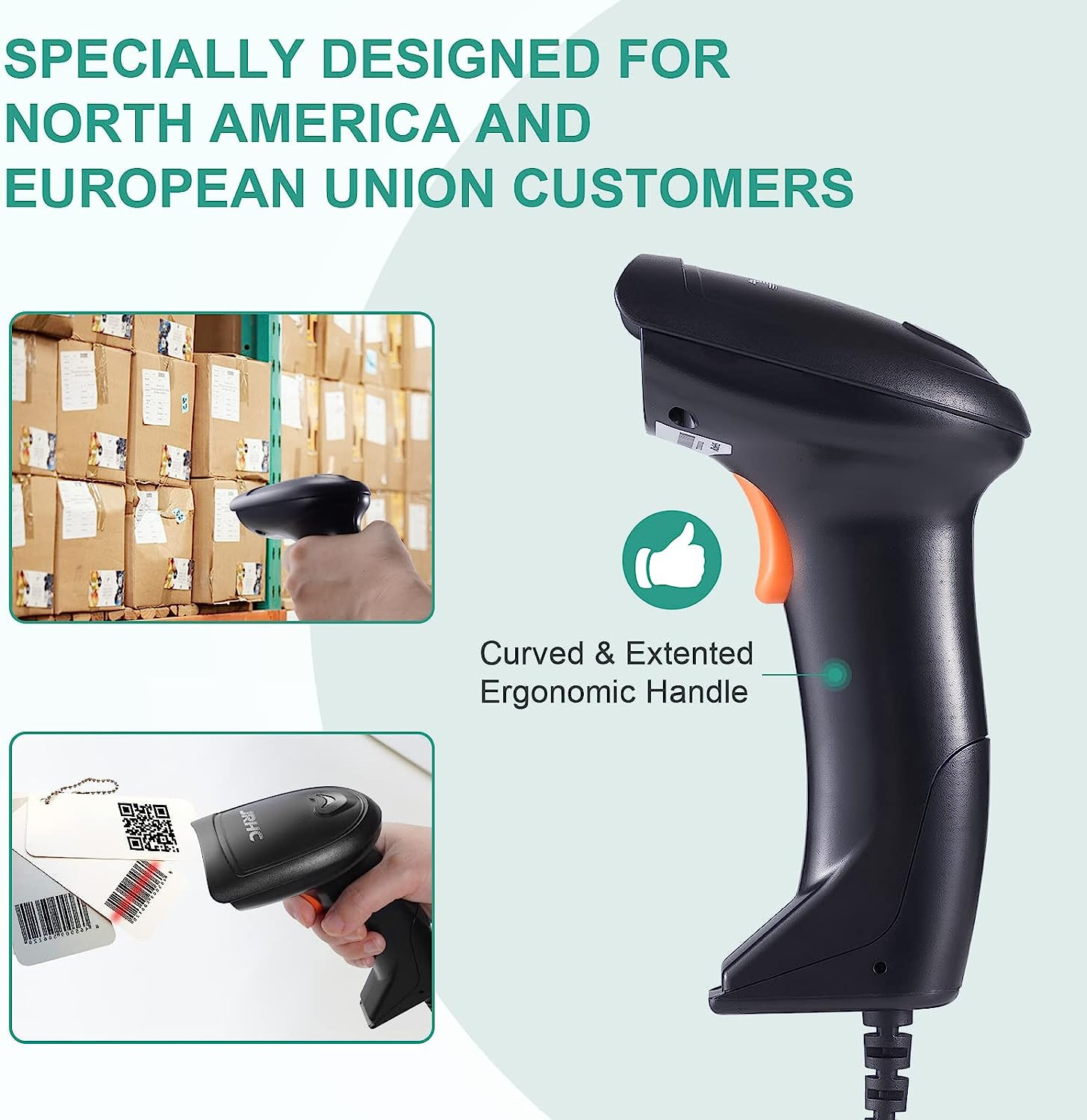 USB Laser Barcode Scanner 1D Wired Handheld Bar Code Scanner for Mobile Payment,