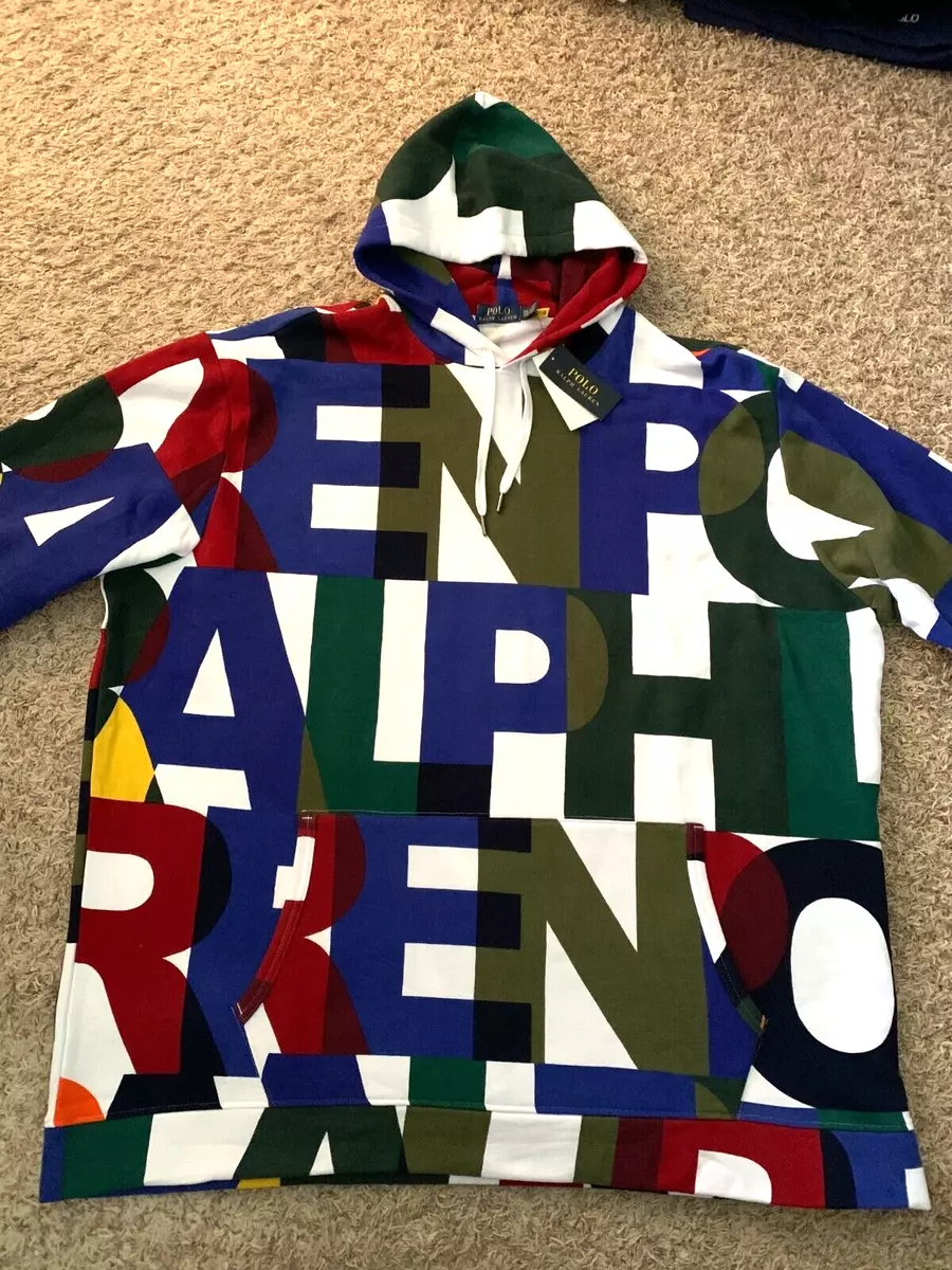 NWT Ralph Lauren Hoodie Sweatshirt Multicolor - Monogram Logo - Men’s 4XLT  (7958