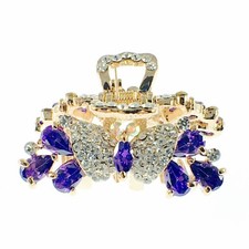 USA HAIR CLAW CLIP use Swarovski Crystal Hairpin Elegant Unique Gold Purple K07