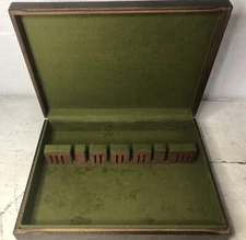 Vintage Mid Century Wood Veneer Silverware Flatware Storage Chest Box Green