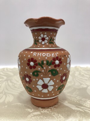 Clay Floral Handmade Textured Spathas B-39 Hand Painted Vase By Rhodes  Flaw