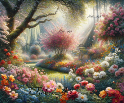 Digital Art Picture Garden Flowers Style Impressionism Wallpaper Desktop Decor