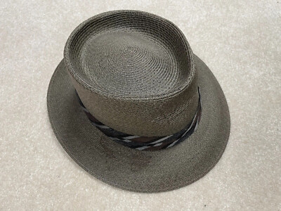 VTG 50's 60's Mallory Hat Famous Barr Fedora Woven Straw Mob Mafia Gangster Sz 7