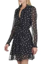 Denim & Supply Ralph Lauren Womens S Black Star Print Sheer Mini Dress