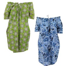 Off the Shoulder Summer Dress Shaped Hem Boho Smock Tunic Sundress