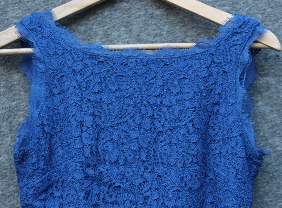 ADRIANNA PAPELL синий кружева платье без рукавов размер 2 пейсли узор с подкладкой - Изображение 2 из 4