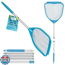 U.S. Pool Supply Pool and Spa Skimmer Net with Pole, Handheld Fine Mesh Pool 