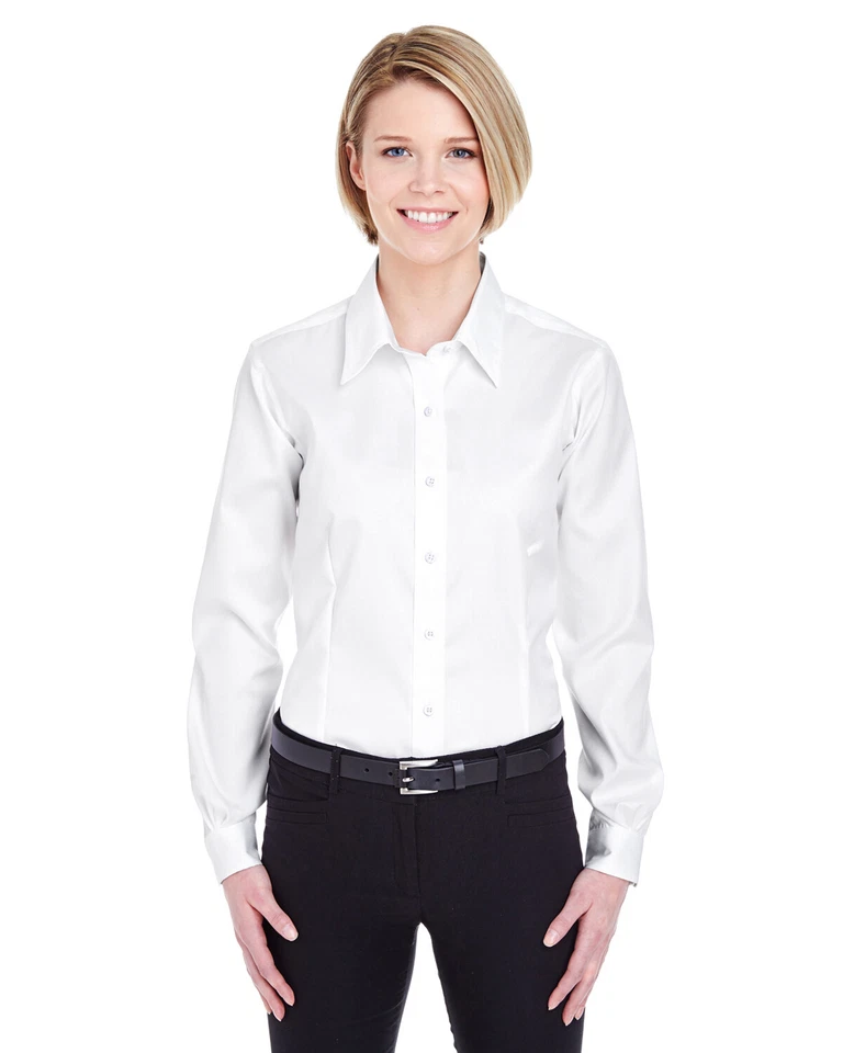 8381 UltraClub Ladies' Non-Iron Pinpoint Dress Shirt Size Medium - Image 3 of 4