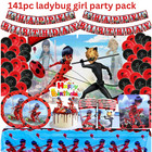 Miraculous Ladybug Birthday Party Supplies Balloons Banner table cloth plates