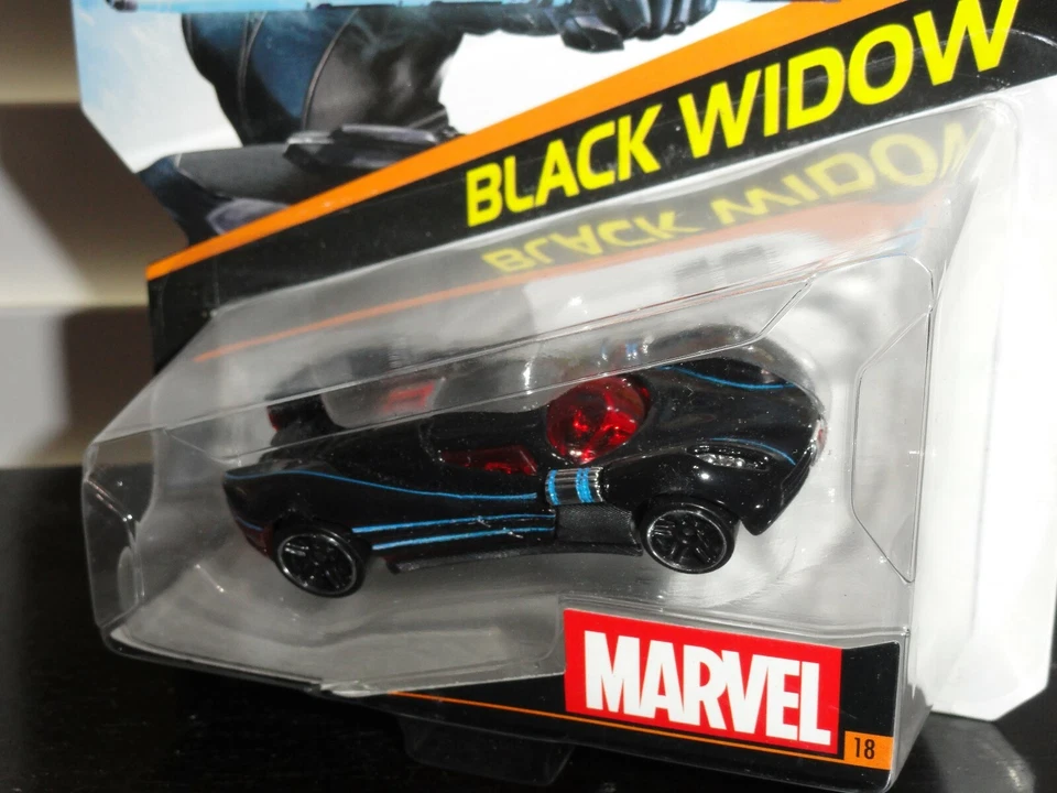 HOT WHEELS 2016 MARVEL CHARACTER CARS CIVIL WAR BLACK WIDOW #18 DIECAST - Image 2 of 3