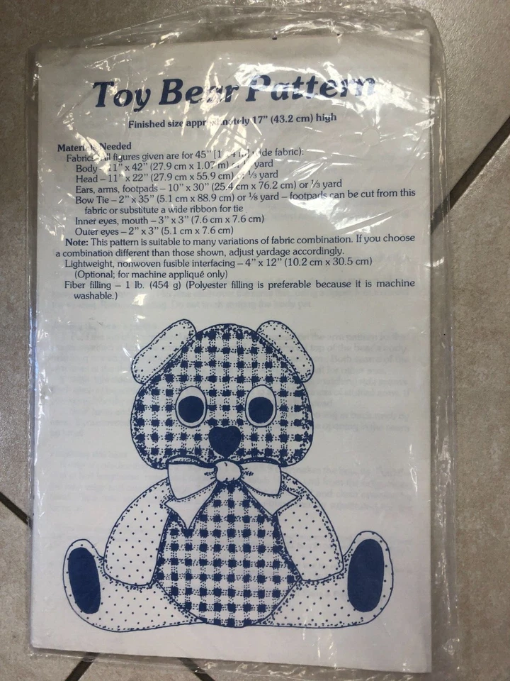 Patchwork Bears to make, 17", vintage bears sewing patterns, UNCUT - Image 2 of 2