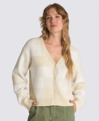 Vans Winter Checker Relaxed Cardigan In Turtledove - Size XL - NWT